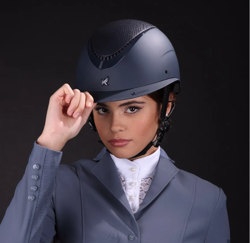 Karben Lorah Wide Peak Ellipse Riding Hat - Navy-3
